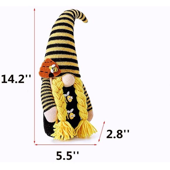 Bee Gnome Scandinavian Home Bee Decor Set of 2 for Farmhouse Kitchen Shelf - Picture 8 of 10